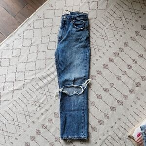 Abercrombie & Fitch Ankle Straight High Rise Distressed Jeans 27/4 short